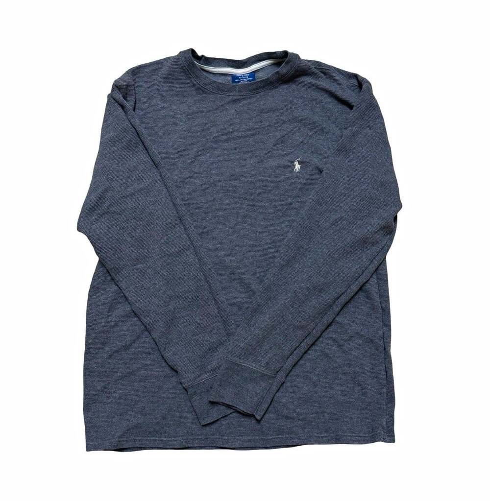 Polo Ralph Lauren Mens Pajama Top XL Gray Cotton Knit Crew Neck Long Sleeve